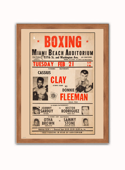 Muhammed Ali Boxing Vintage Poster Wall Art Print 30x40cm Dark Wood