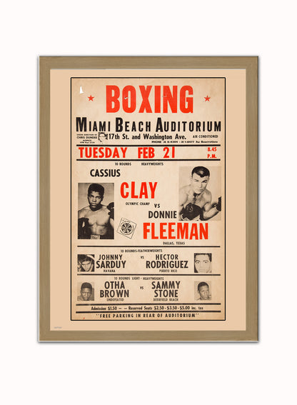 Muhammed Ali Boxing Vintage Poster Wall Art Print 30x40cm Light Wood