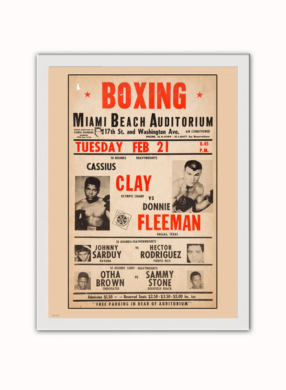 Muhammed Ali Boxing Vintage Poster Wall Art Print 30x40cm White Frame