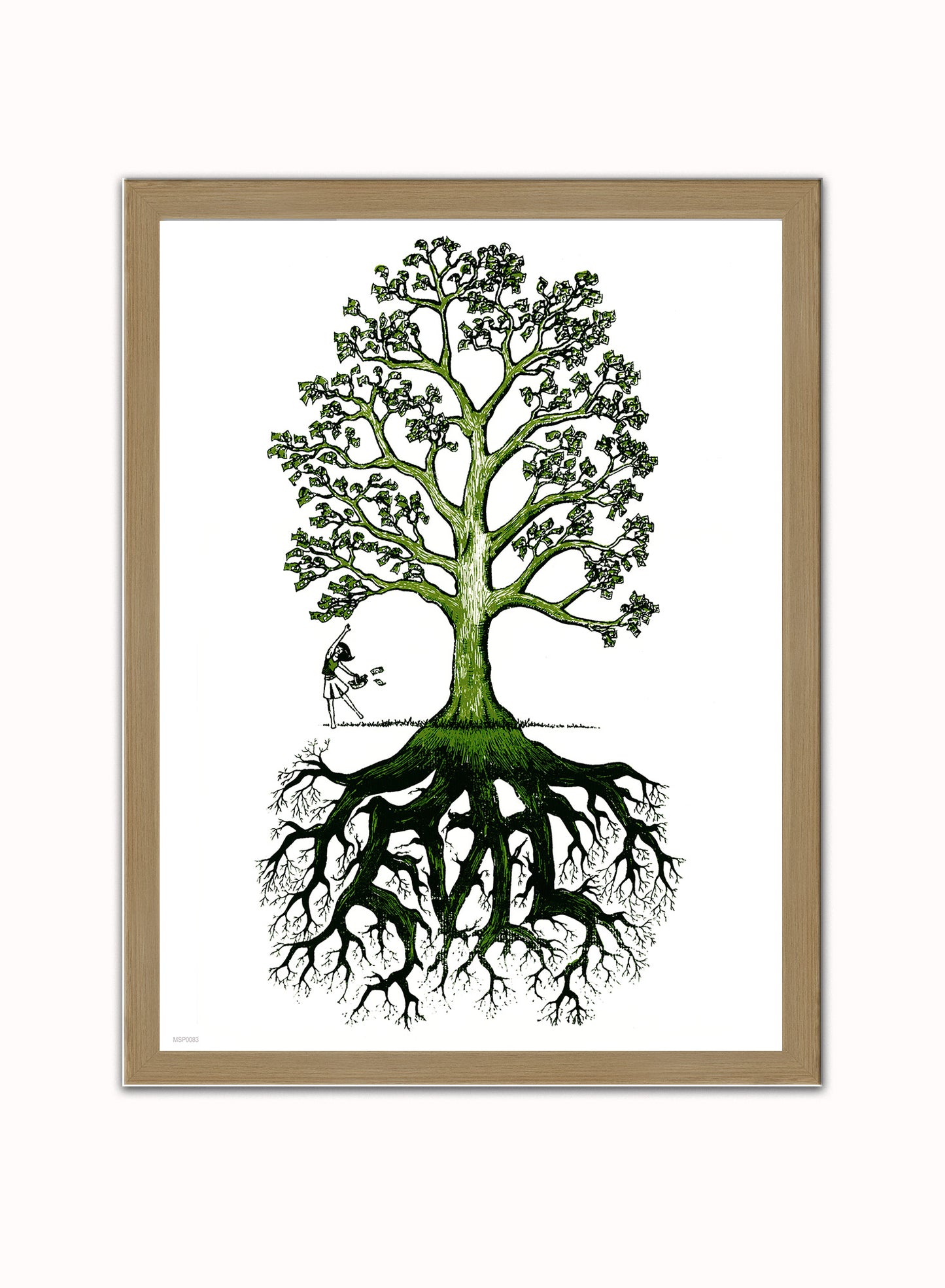 The Root of All Evil Vintage Poster Wall Art Print 30x40cm Light Wood