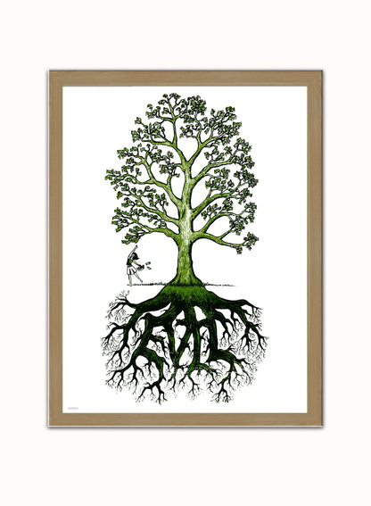 The Root of All Evil Vintage Poster Wall Art Print 30x40cm Light Wood