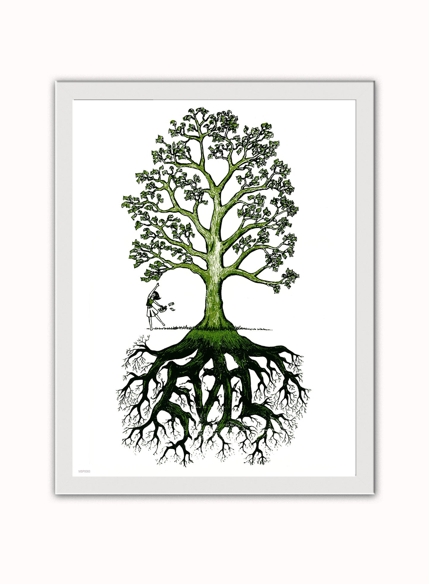 The Root of All Evil Vintage Poster Wall Art Print 30x40cm White Frame