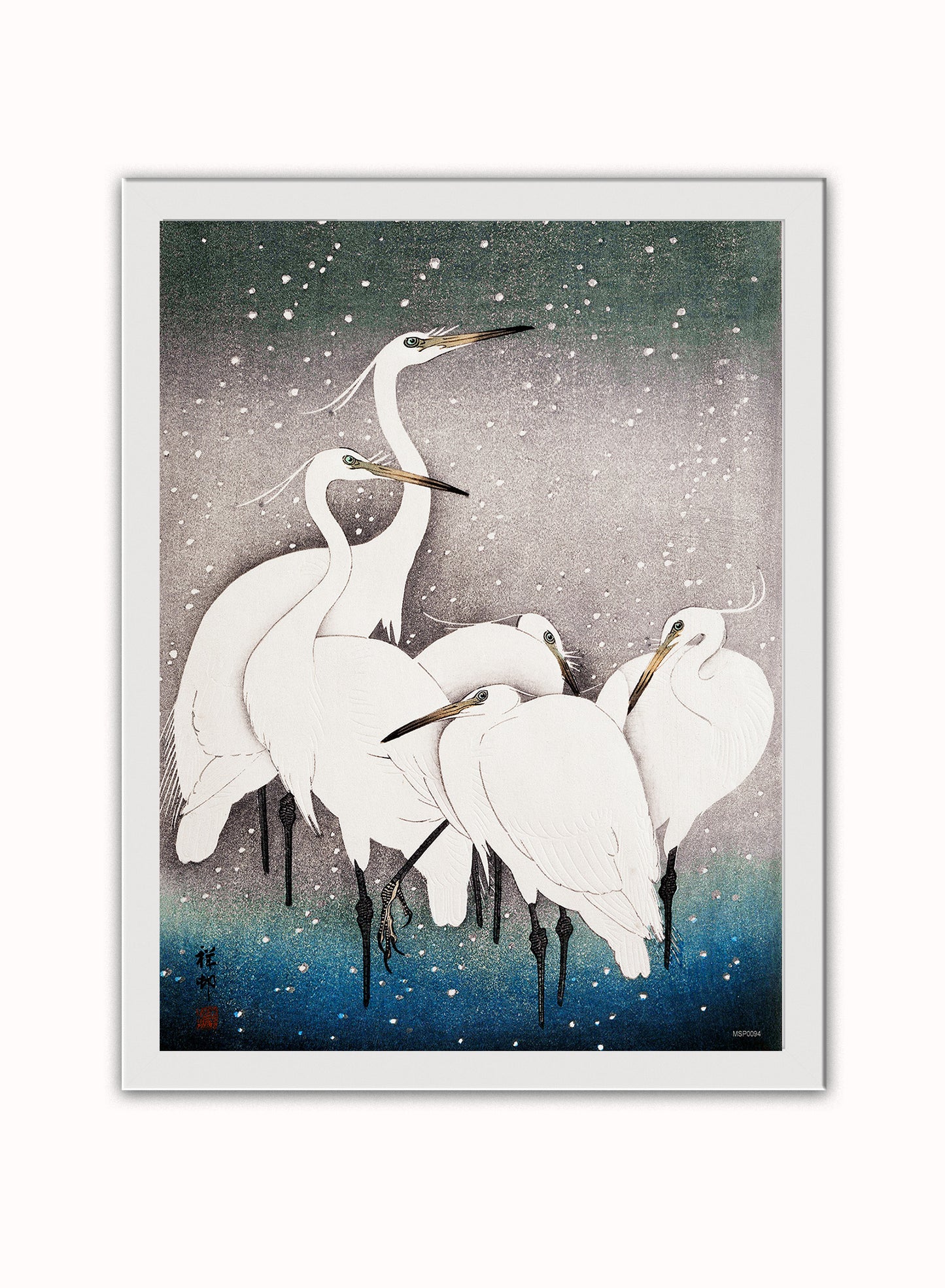 Japanese Art Print Print – Ohara Koson Japanese Wall Art 30x40cm White Frame