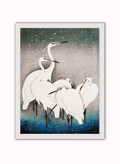 Japanese Art Print Print – Ohara Koson Japanese Wall Art 30x40cm White Frame