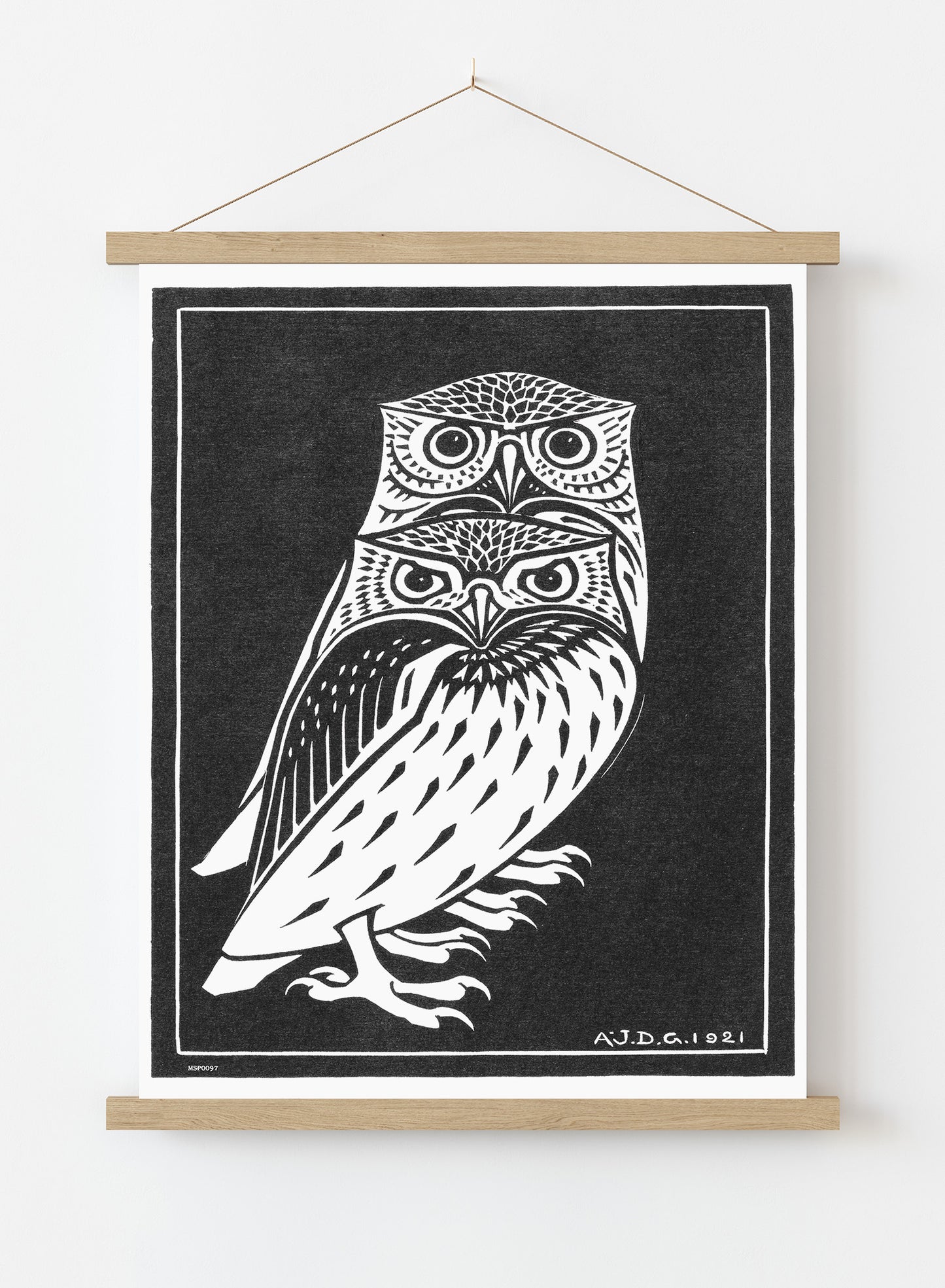 Two owls by Julie de Graag vintage illustration Art Print Print – Julie de Graag vintage illustration Art Print Vintage Art Wall Art 30x40cm Hanger