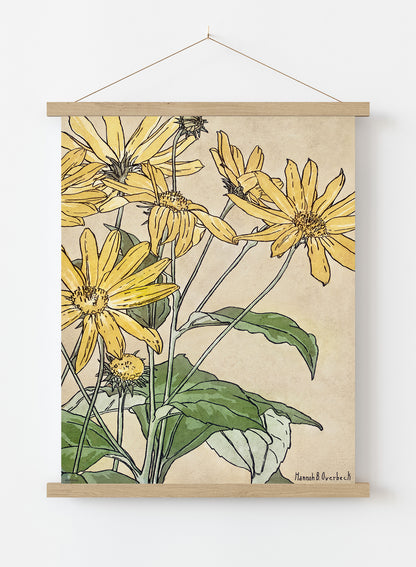 Sunflowers (1915) by Hannah Borger Overbeck Botanical Print – Hannah Borger Overbeck Botanical Botanical Wall Art 30x40cm Hanger