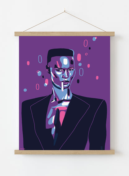 Grace Jones Portrait Art Print Poster by Becky Mann Print – Becky Mann Vintage Poster Wall Art 30x40cm Hanger