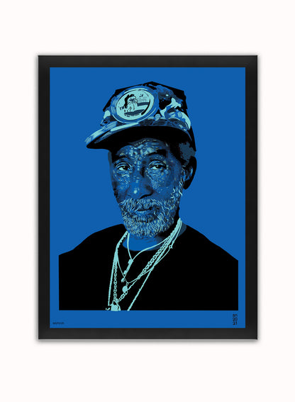 Lee Scratch Perry Portrait Art Print Poster by Becky Mann Print – Becky Mann Vintage Poster Wall Art 30x40cm Black Frame