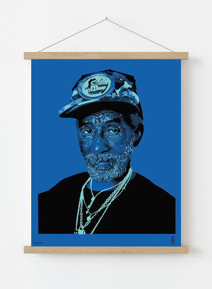 Lee Scratch Perry Portrait Art Print Poster by Becky Mann Print – Becky Mann Vintage Poster Wall Art 30x40cm Hanger