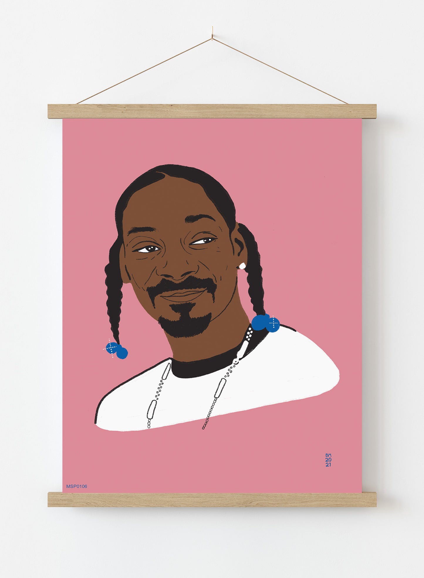 Snoop Dog Portrait Art Print Poster by Becky Mann Print – Becky Mann Vintage Poster Wall Art 30x40cm Hanger