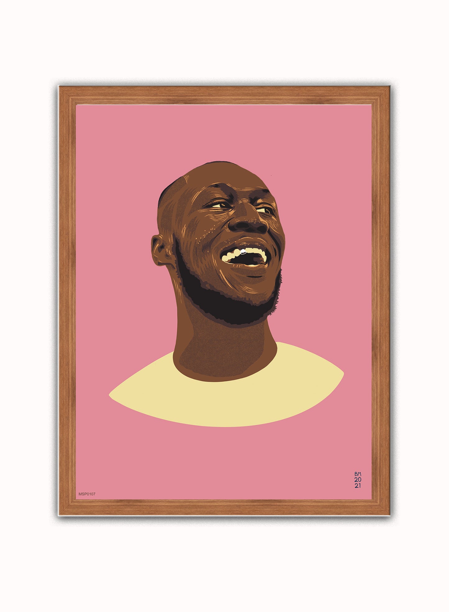 Stormzy Art Print Poster by Becky Mann Print – Becky Mann Vintage Poster Wall Art 30x40cm Dark Wood