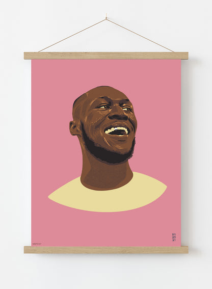 Stormzy Art Print Poster by Becky Mann Print – Becky Mann Vintage Poster Wall Art 30x40cm Hanger