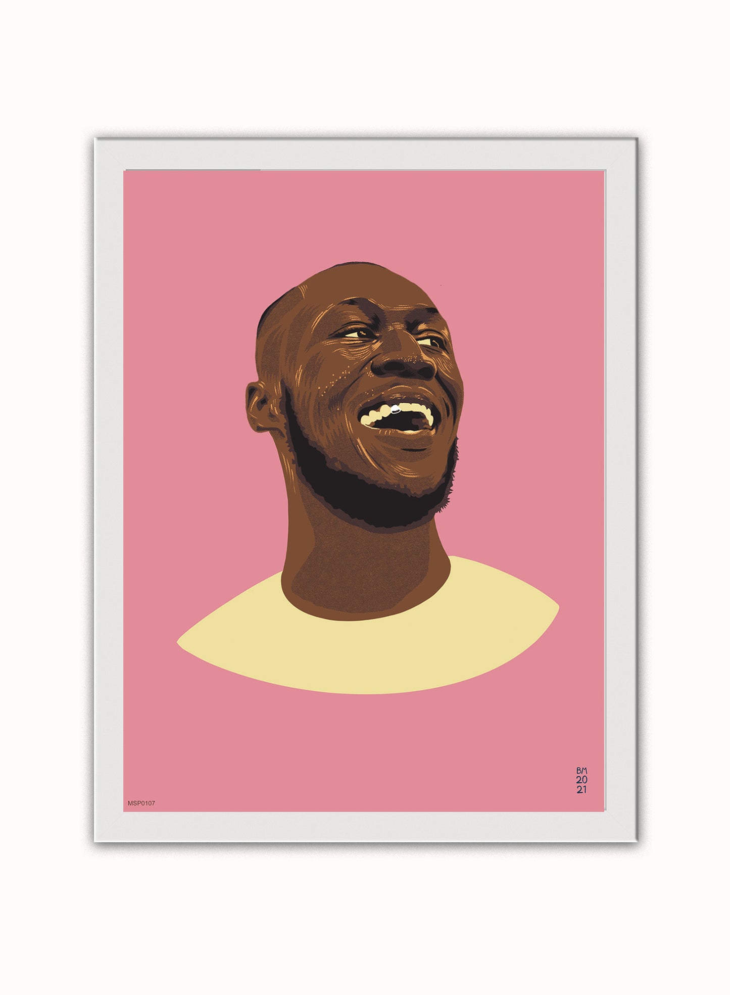 Stormzy Art Print Poster by Becky Mann Print – Becky Mann Vintage Poster Wall Art 30x40cm White Frame