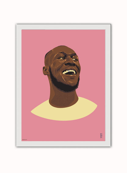 Stormzy Art Print Poster by Becky Mann Print – Becky Mann Vintage Poster Wall Art 30x40cm White Frame