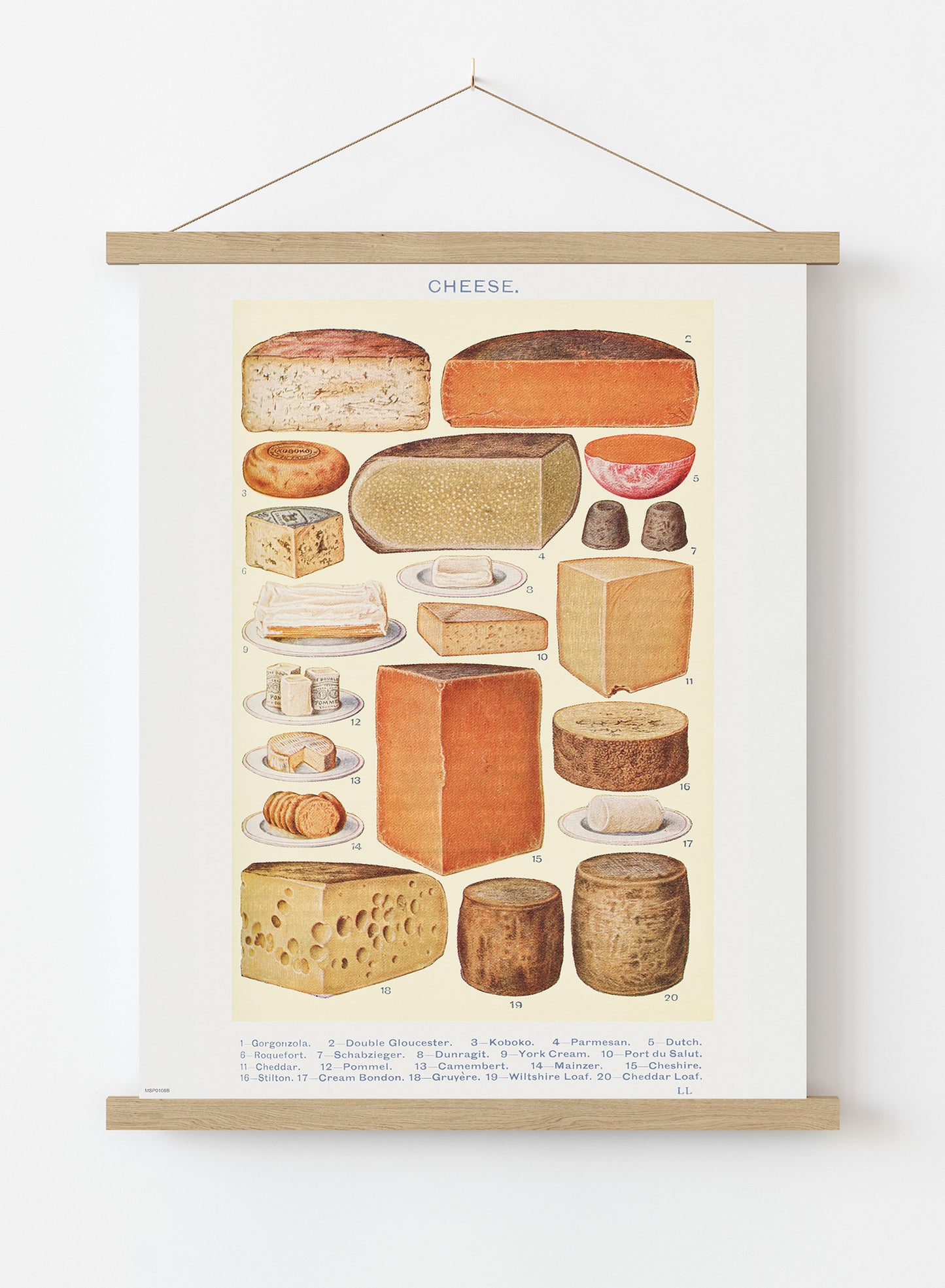 Cheese Chart Poster Vintage Poster Vintage Poster Wall Art Print 30x40cm Hanger