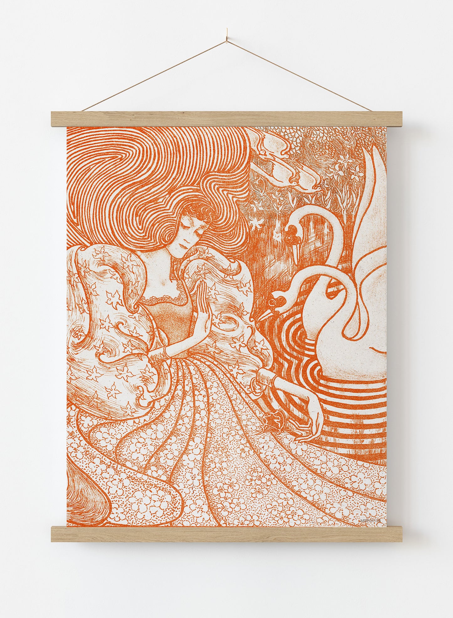 Woman with a Butterfly at a Pond with Two Swans (1894) by Jan Toorop Print – Jan Toorop Vintage Poster Wall Art 30x40cm Hanger