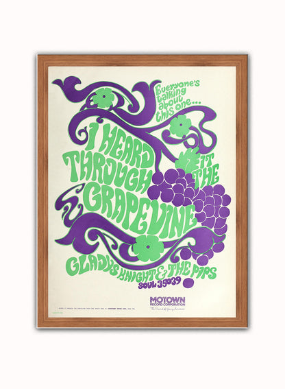 Gladys Knight & the Pips "I Heard It Through the Grapevine" Advertisement 1967 Poster Art Print 30x40m Vintage Poster Wall Art Print Dark Wood