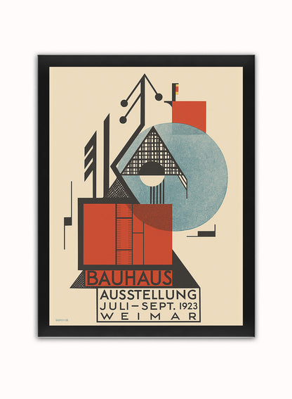 1923 Bauhaus Exhibition Poster by Rudolf Baschan Print – Rudolf Baschan Bauhaus Wall Art 30x40cm Black Frame