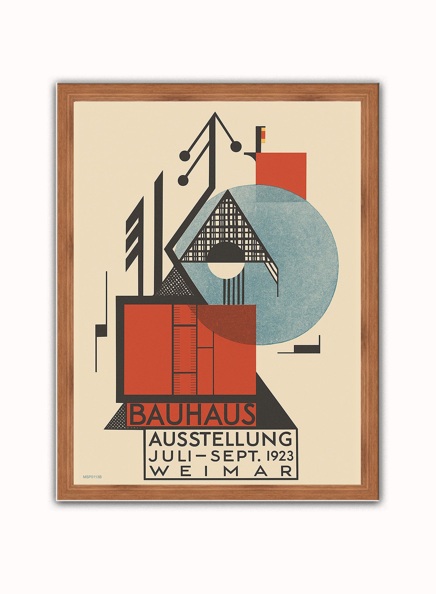 1923 Bauhaus Exhibition Poster by Rudolf Baschan Print – Rudolf Baschan Bauhaus Wall Art 30x40cm Dark Wood