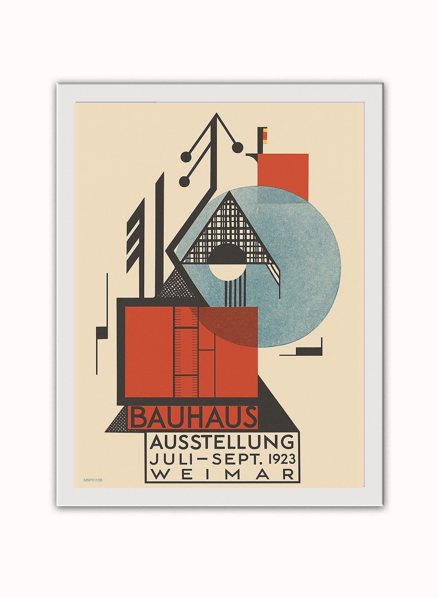 1923 Bauhaus Exhibition Poster by Rudolf Baschan Print – Rudolf Baschan Bauhaus Wall Art 30x40cm White Frame