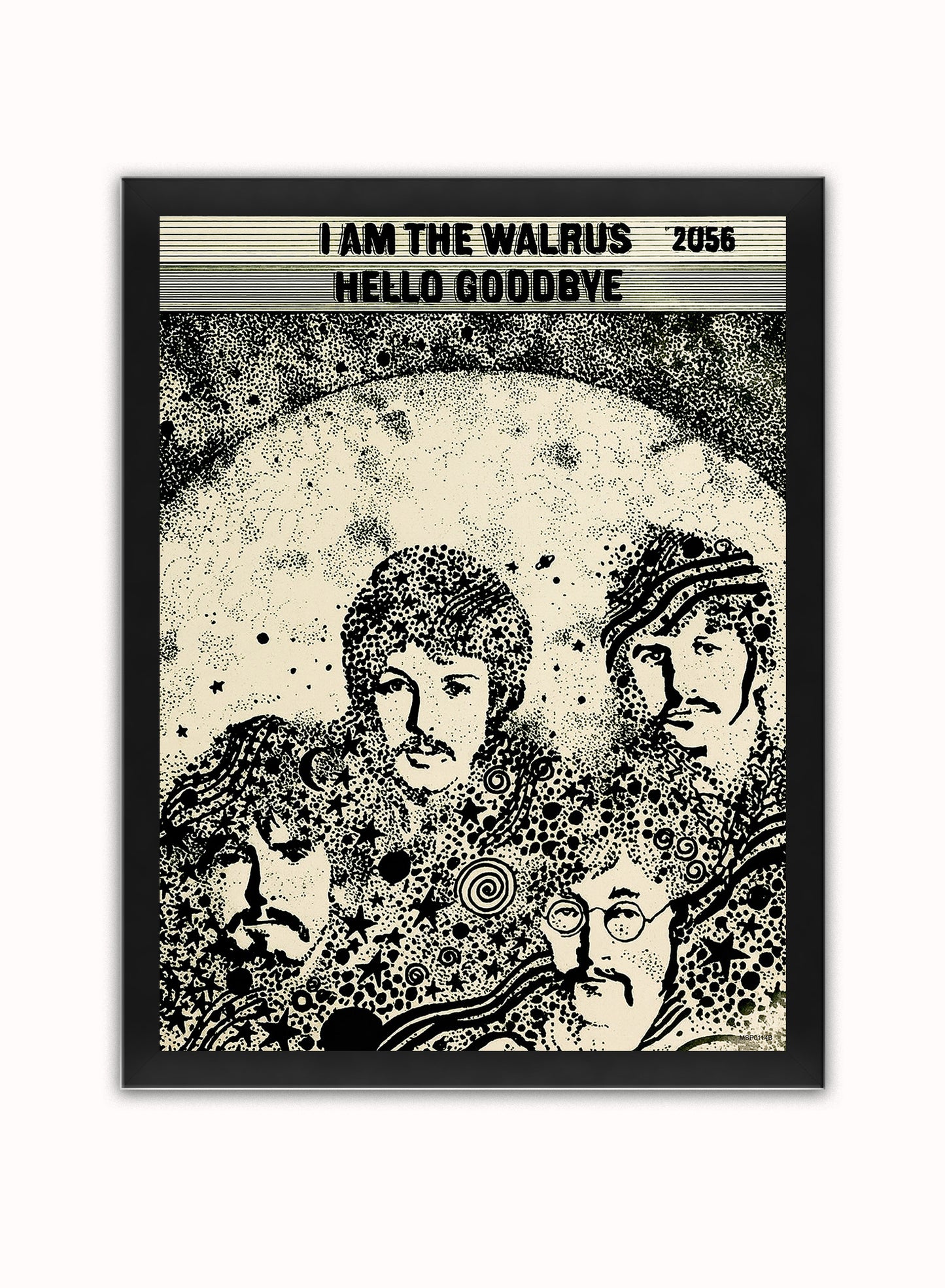 The Beatles "I am the Walrus" Advertisement 1967 Poster Art Print 30x40m Vintage Poster Wall Art Print Black Frame