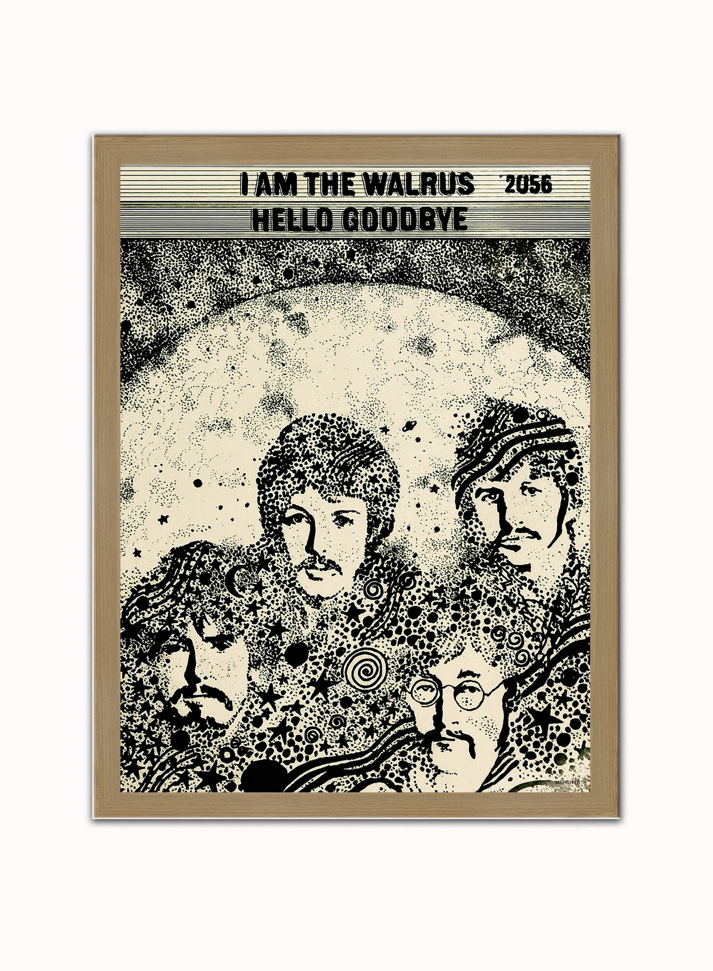 The Beatles "I am the Walrus" Advertisement 1967 Poster Art Print 30x40m Vintage Poster Wall Art Print Light Wood