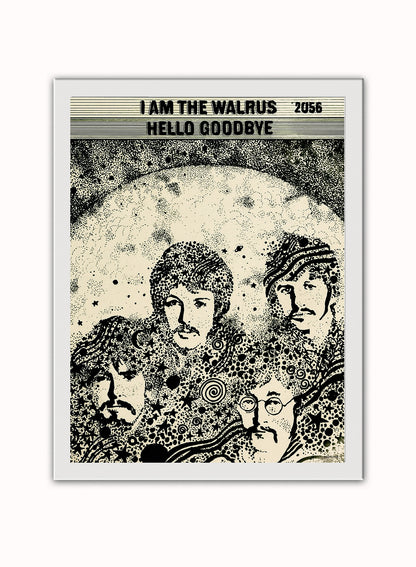 The Beatles "I am the Walrus" Advertisement 1967 Poster Art Print 30x40m Vintage Poster Wall Art Print White Frame