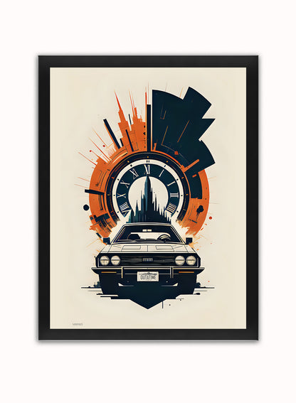 Back to the Future "outatime" Art Print Vintage Art Wall Art Print 30x40cm Black Frame