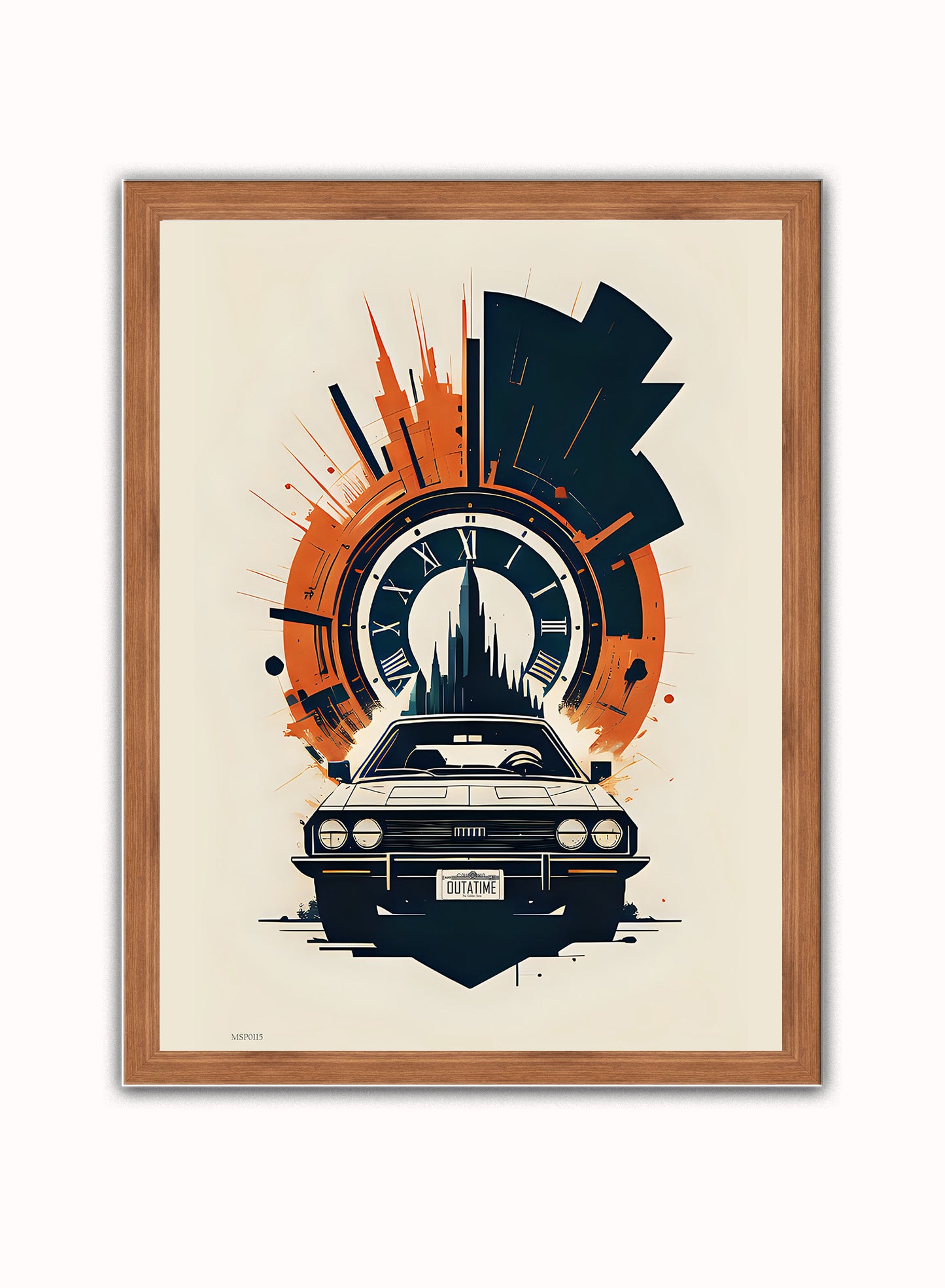 Back to the Future "outatime" Art Print Vintage Art Wall Art Print 30x40cm Dark Wood