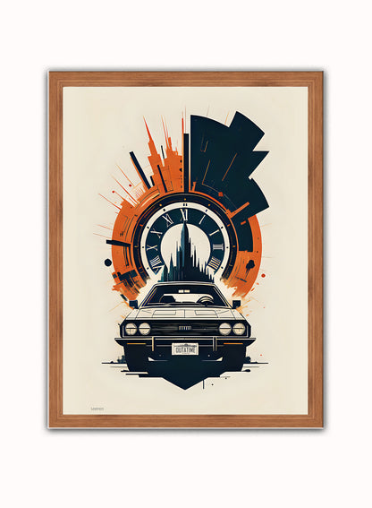 Back to the Future "outatime" Art Print Vintage Art Wall Art Print 30x40cm Dark Wood