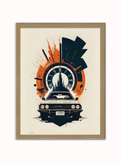 Back to the Future "outatime" Art Print Vintage Art Wall Art Print 30x40cm Light Wood