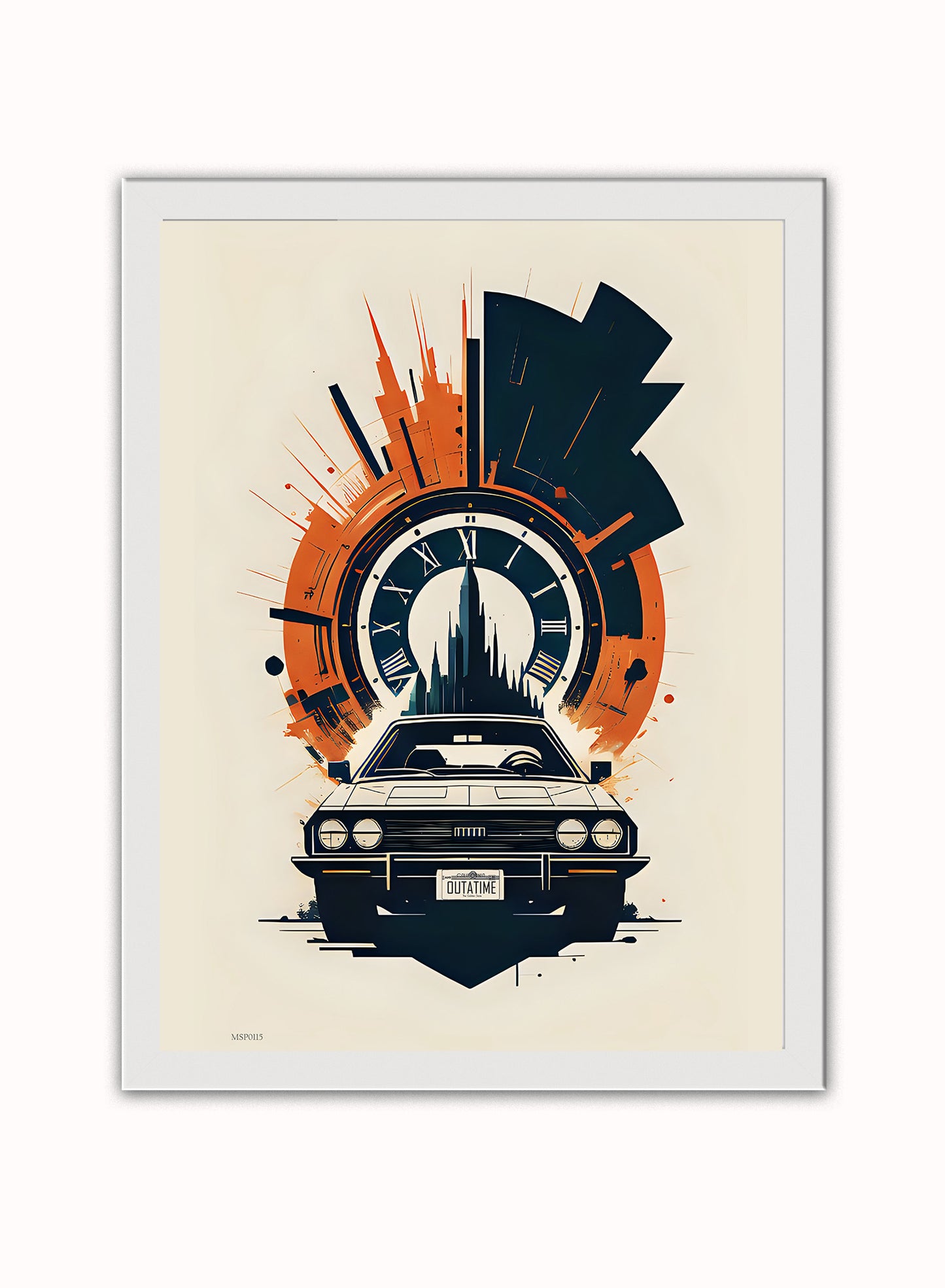 Back to the Future "outatime" Art Print Vintage Art Wall Art Print 30x40cm White Frame