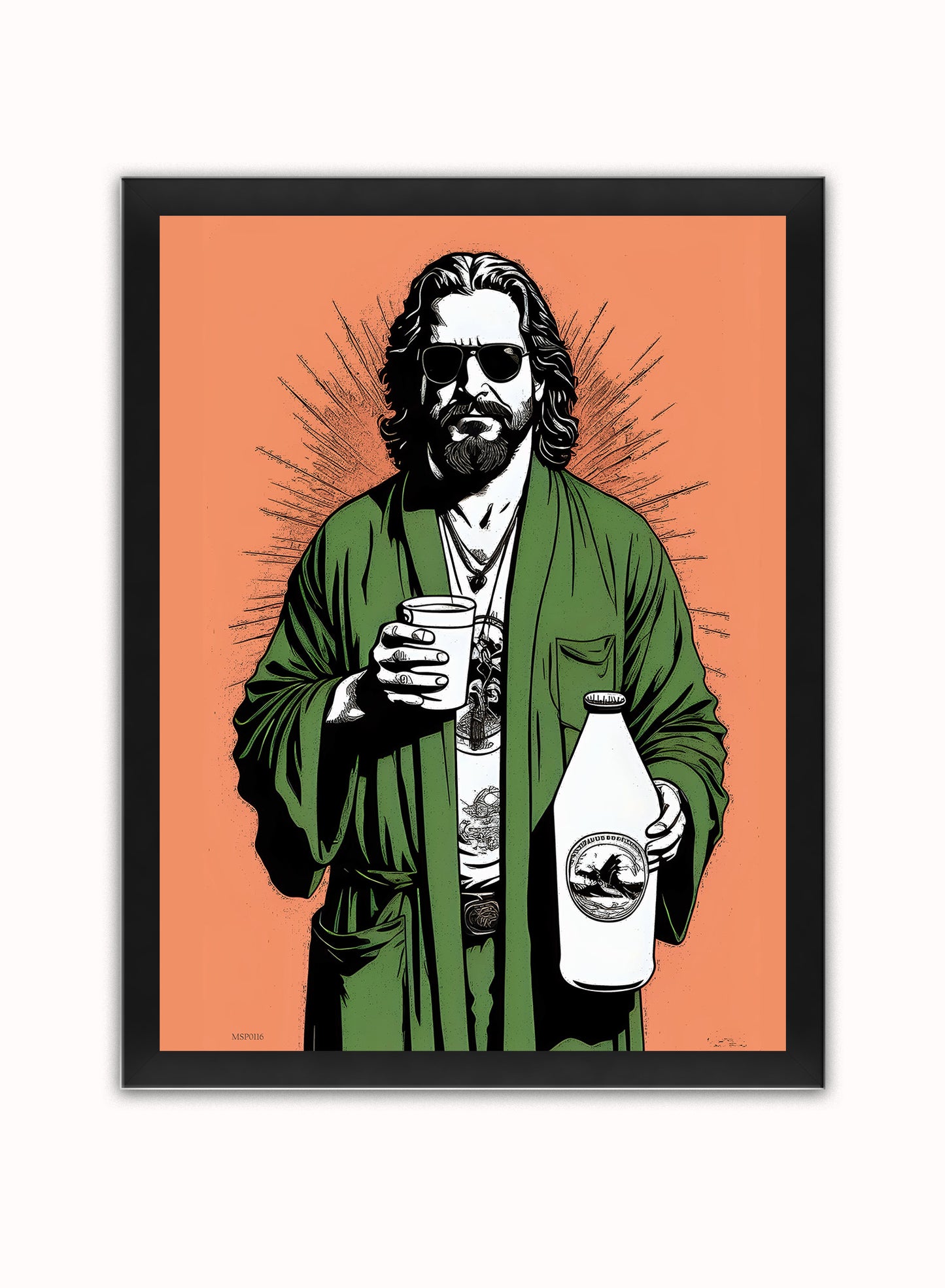 The Dude "Big Lebowski" Art Print Poster Vintage Poster Wall Art Print 30x40cm Black Frame