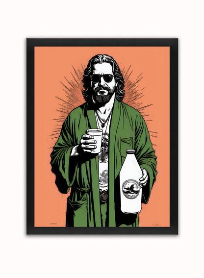 The Dude "Big Lebowski" Art Print Poster Vintage Poster Wall Art Print 30x40cm Black Frame