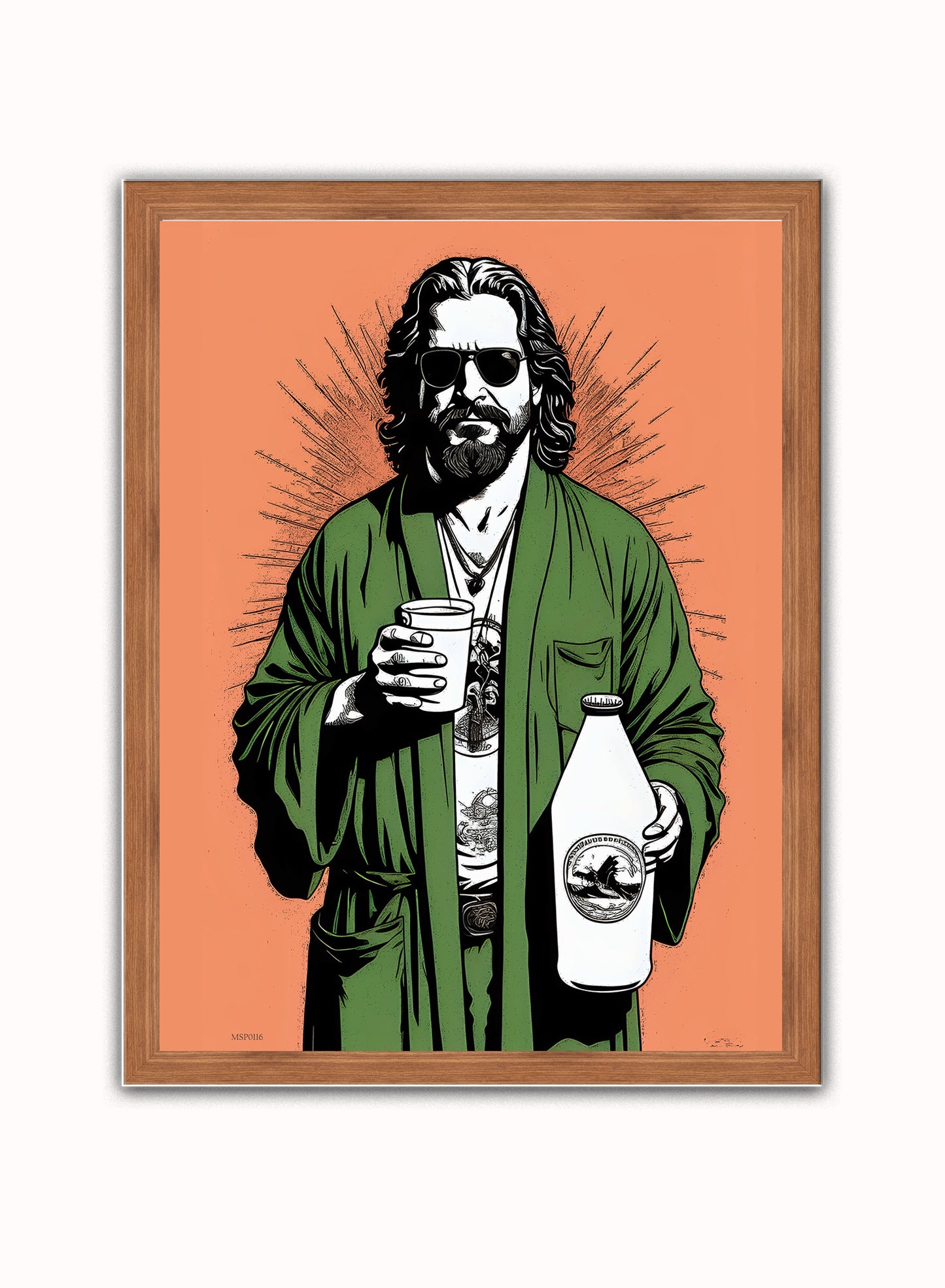 The Dude "Big Lebowski" Art Print Poster Vintage Poster Wall Art Print 30x40cm Dark Wood