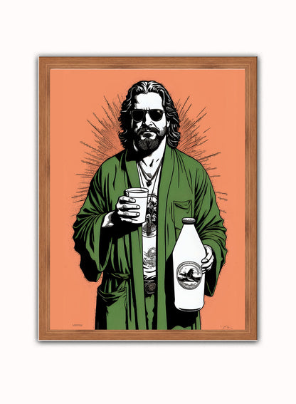 The Dude "Big Lebowski" Art Print Poster Vintage Poster Wall Art Print 30x40cm Dark Wood