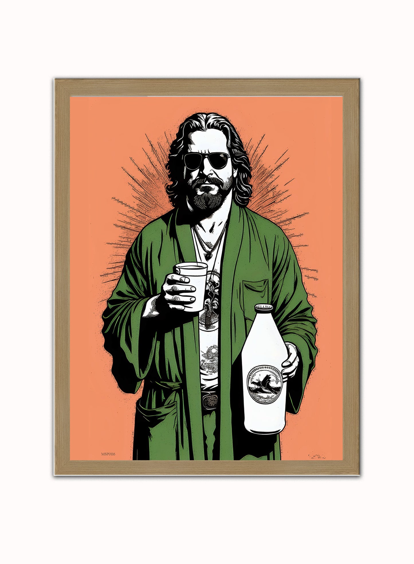 The Dude "Big Lebowski" Art Print Poster Vintage Poster Wall Art Print 30x40cm Light Wood