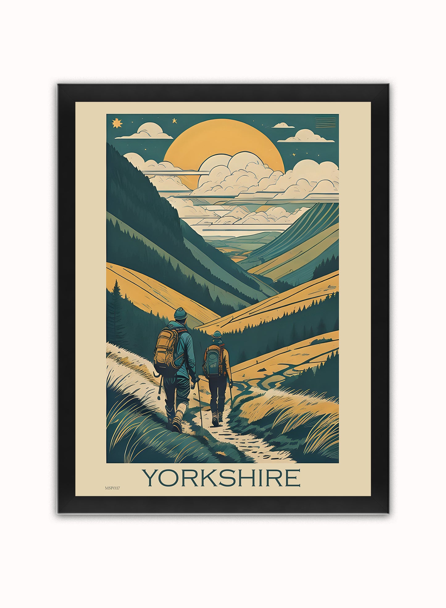 Yorkshire Travel Pop art Poster Print Vintage Poster Wall Art Print Black Frame