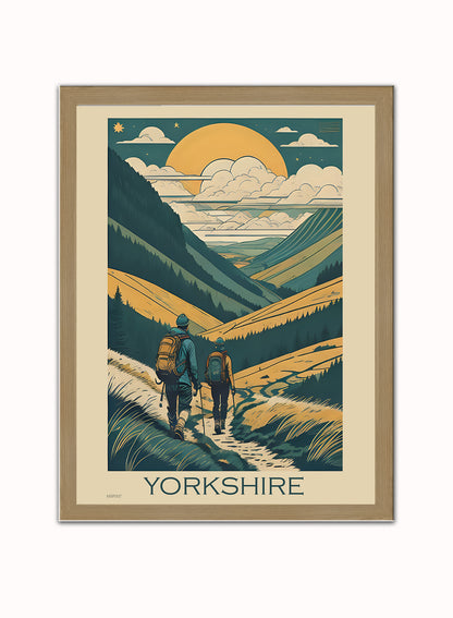 Yorkshire Travel Pop art Poster Print Vintage Poster Wall Art Print Light Wood