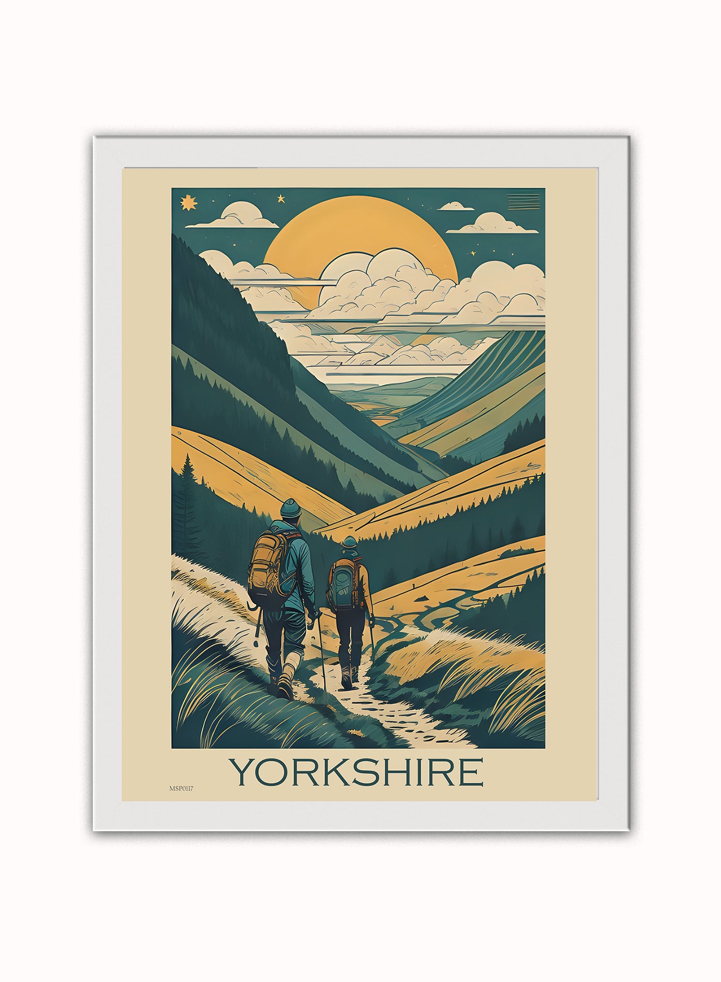 Yorkshire Travel Pop art Poster Print Vintage Poster Wall Art Print White Frame