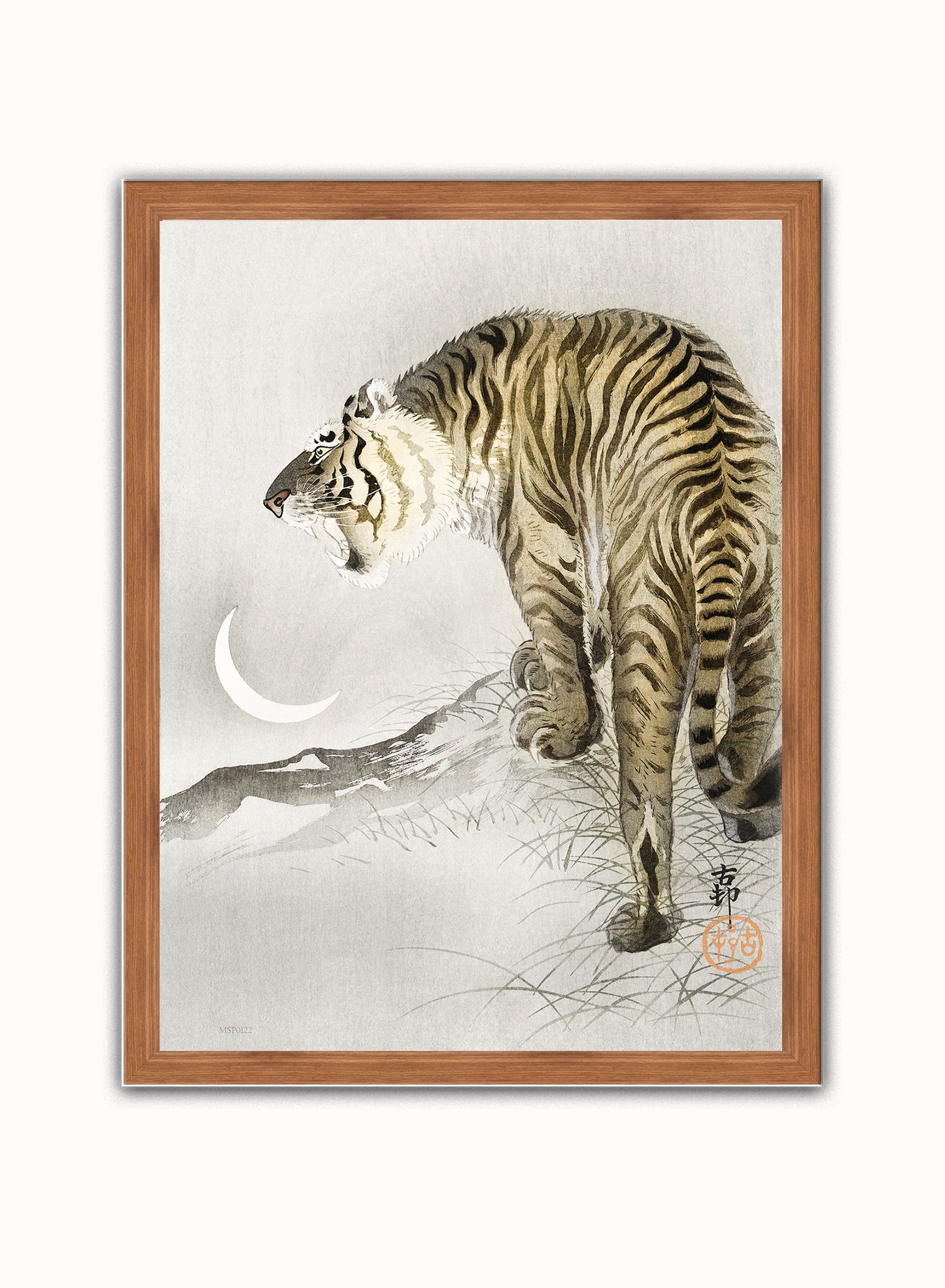 Tiger Moon by Ohara Koson 1900 - 1945 Japenese Poster Art Print Print – Ohara Koson Vintage Poster Wall Art 30x40cm Dark Wood