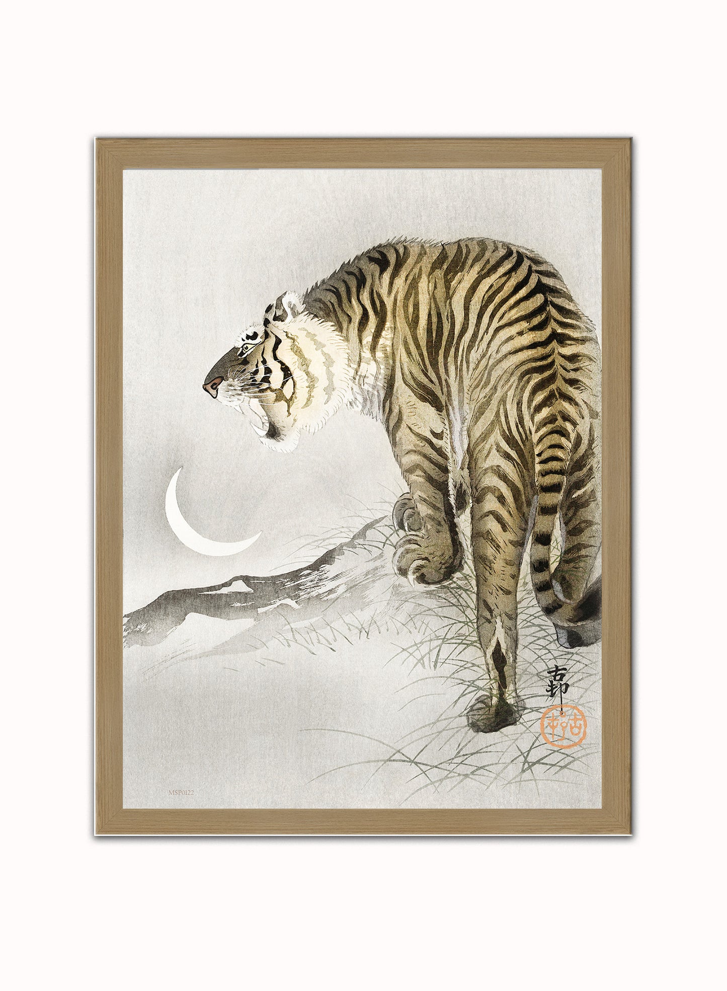 Tiger Moon by Ohara Koson 1900 - 1945 Japenese Poster Art Print Print – Ohara Koson Vintage Poster Wall Art 30x40cm Light Wood