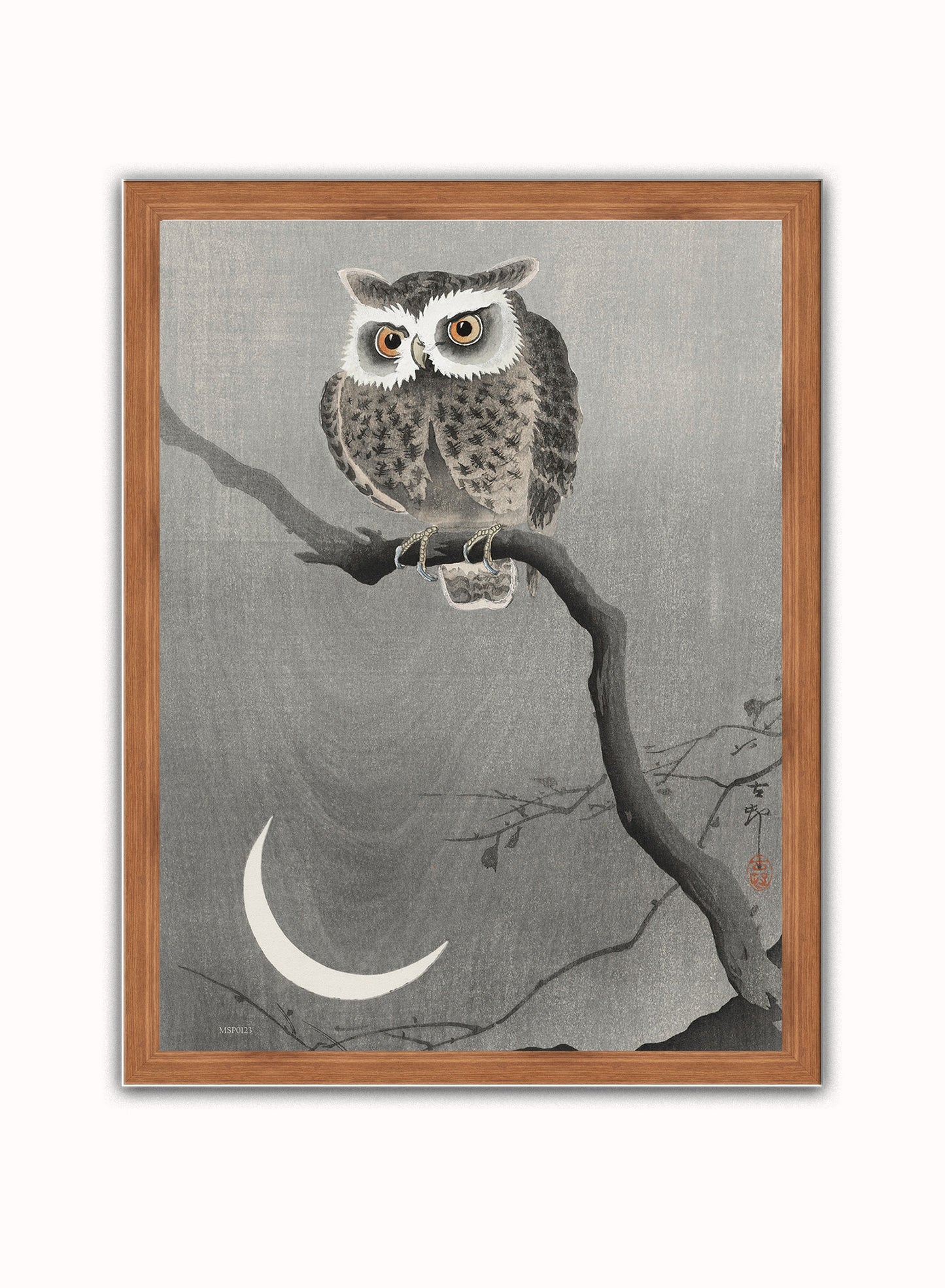 Owl Moon by Ohara Koson 1900 - 1945 Japenese Poster Art Print Print – Ohara Koson Vintage Poster Wall Art 30x40cm Dark Wood