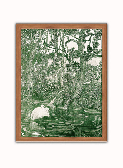 Two Herons By Theo Van Hoytema Vintage Poster Art Print Print – Theo Van Hoytema Vintage Poster Art Print Vintage Poster Wall Art 30x40cm Dark Wood