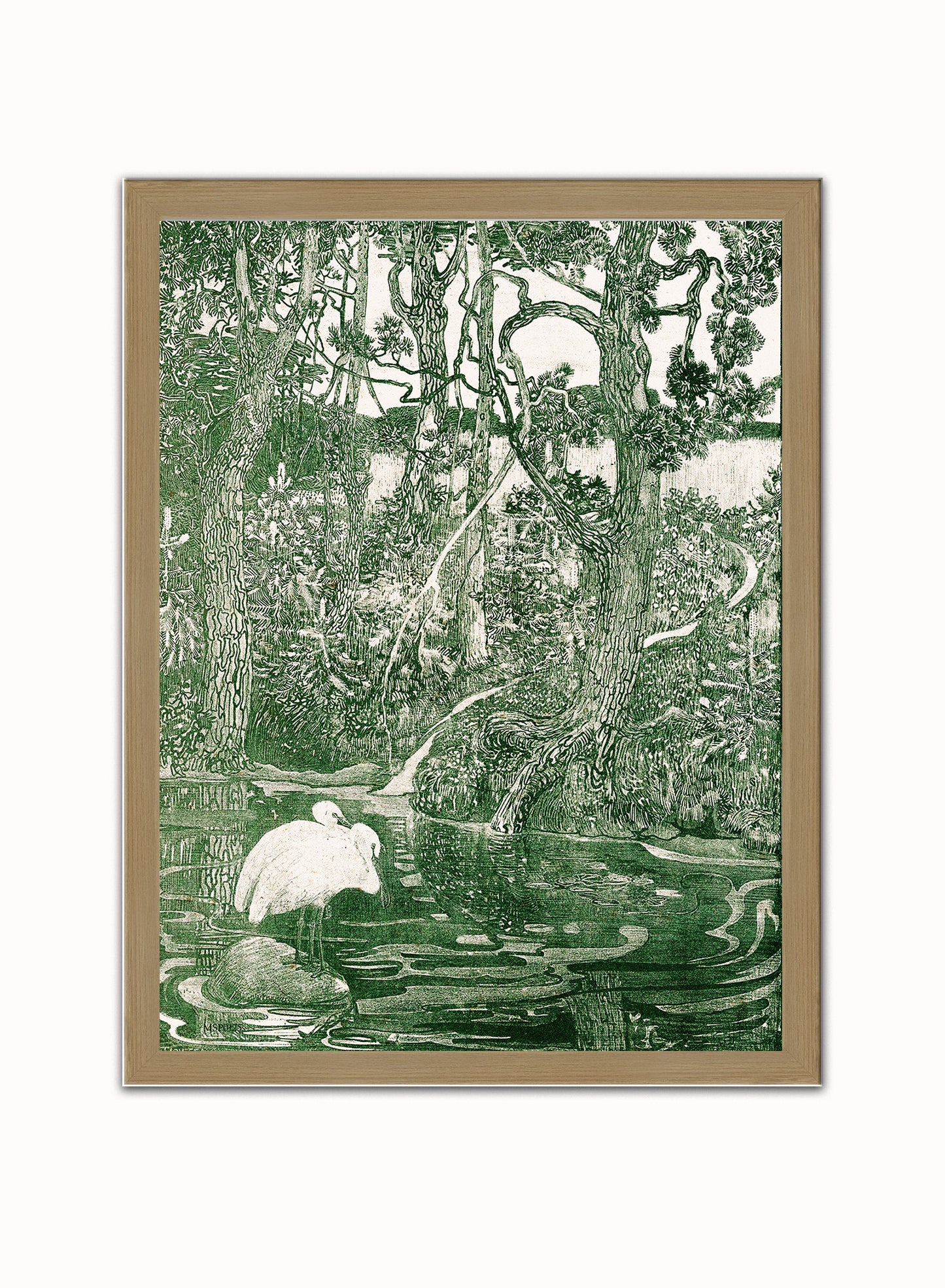 Two Herons By Theo Van Hoytema Vintage Poster Art Print Print – Theo Van Hoytema Vintage Poster Art Print Vintage Poster Wall Art 30x40cm Light Wood