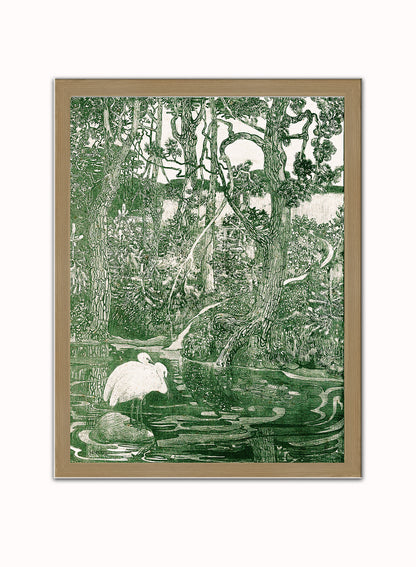 Two Herons By Theo Van Hoytema Vintage Poster Art Print Print – Theo Van Hoytema Vintage Poster Art Print Vintage Poster Wall Art 30x40cm Light Wood