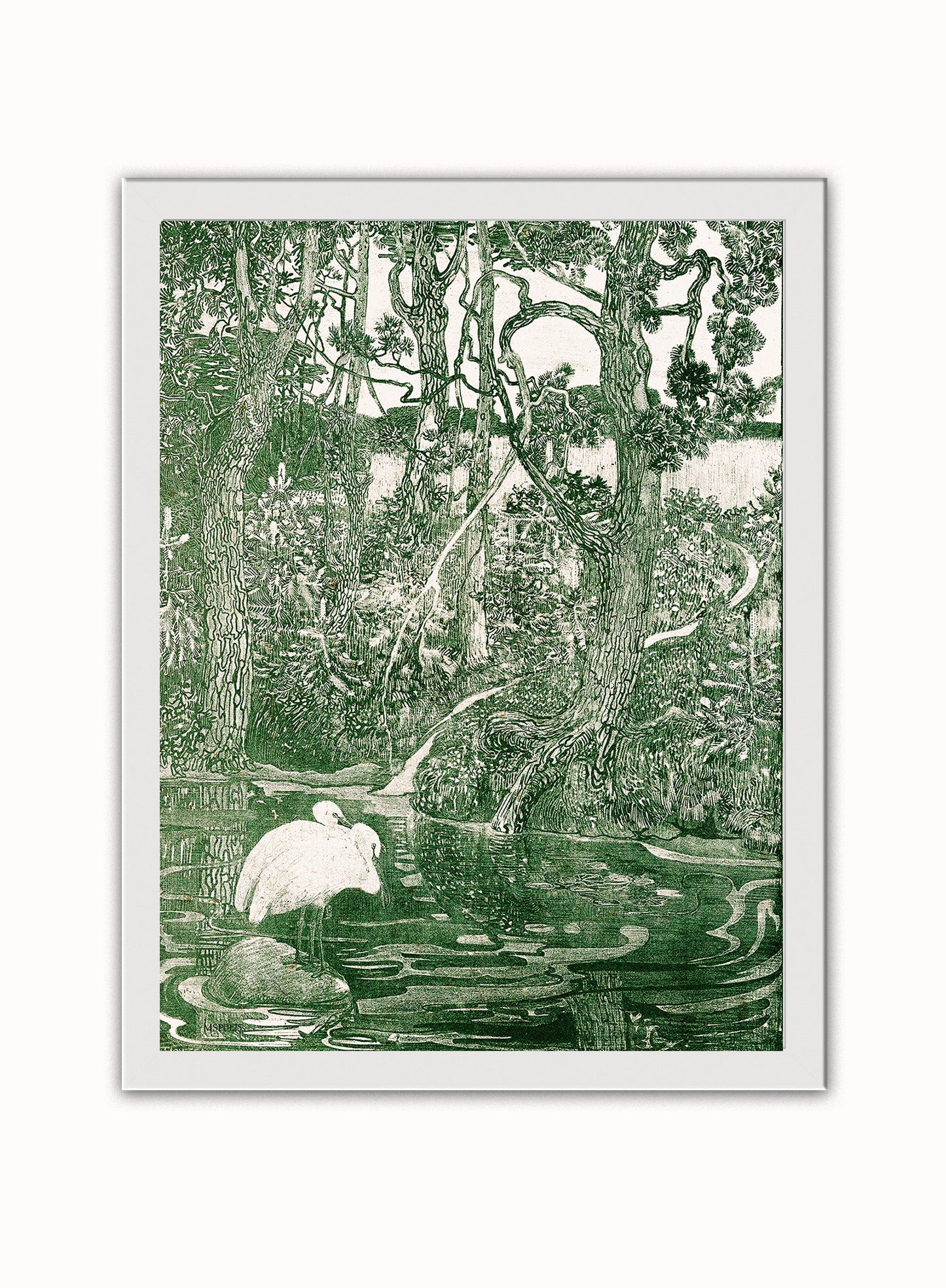 Two Herons By Theo Van Hoytema Vintage Poster Art Print Print – Theo Van Hoytema Vintage Poster Art Print Vintage Poster Wall Art 30x40cm White Frame