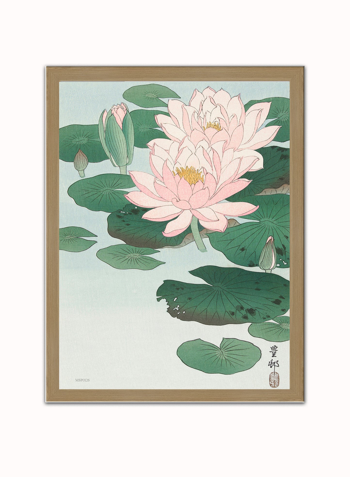 Water Lily by Ohara Koson 1900 - 1945 Japenese Poster Art Print Print – Ohara Koson Vintage Poster Wall Art 30x40cm Light Wood