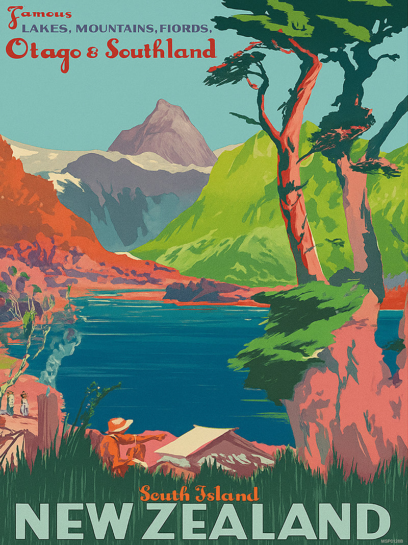 New Zealand, Vinatge Travel Poster 30x40cm Art Print