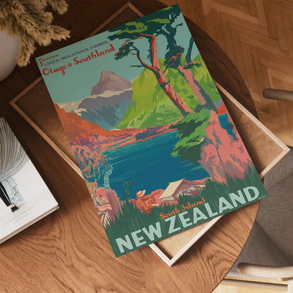 New Zealand, Vinatge Travel Poster 30x40cm Art Print